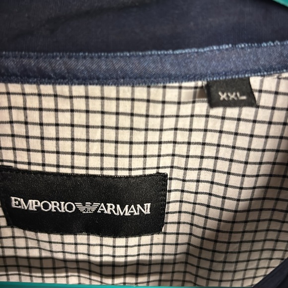 EMPORIO ARMANI Men’s Cross Striped Long Sleeve Button Down Shirt Size XXL - Picture 2 of 7